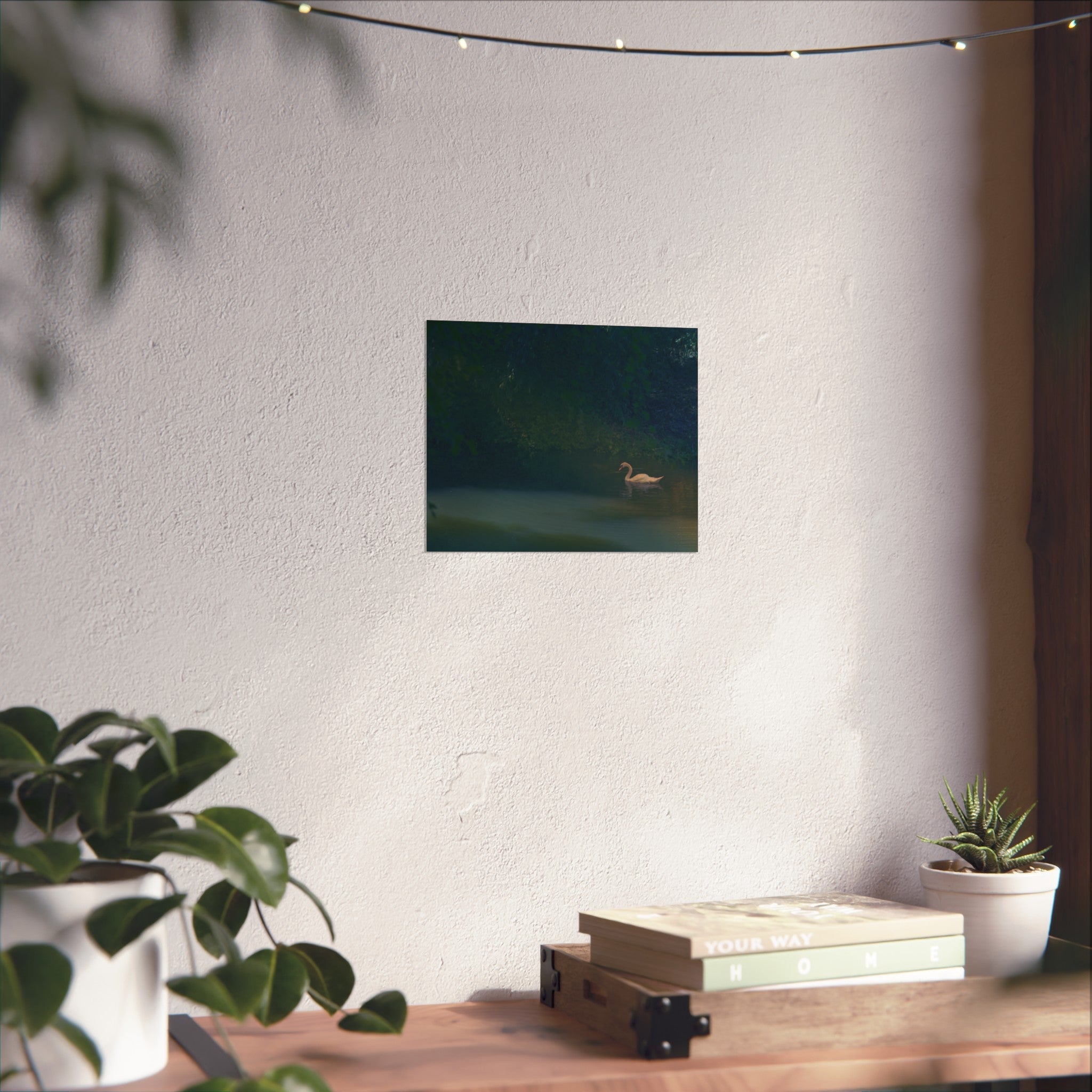 Swan at Dusk Fine Art Poster — Serene Lake Wall Art